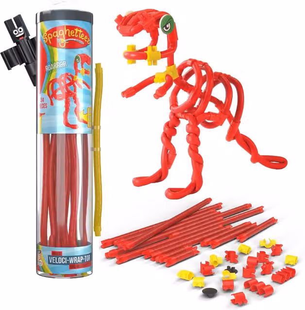 CLICS Spaghetteez Velociraptor Building Set in Red and Yellow