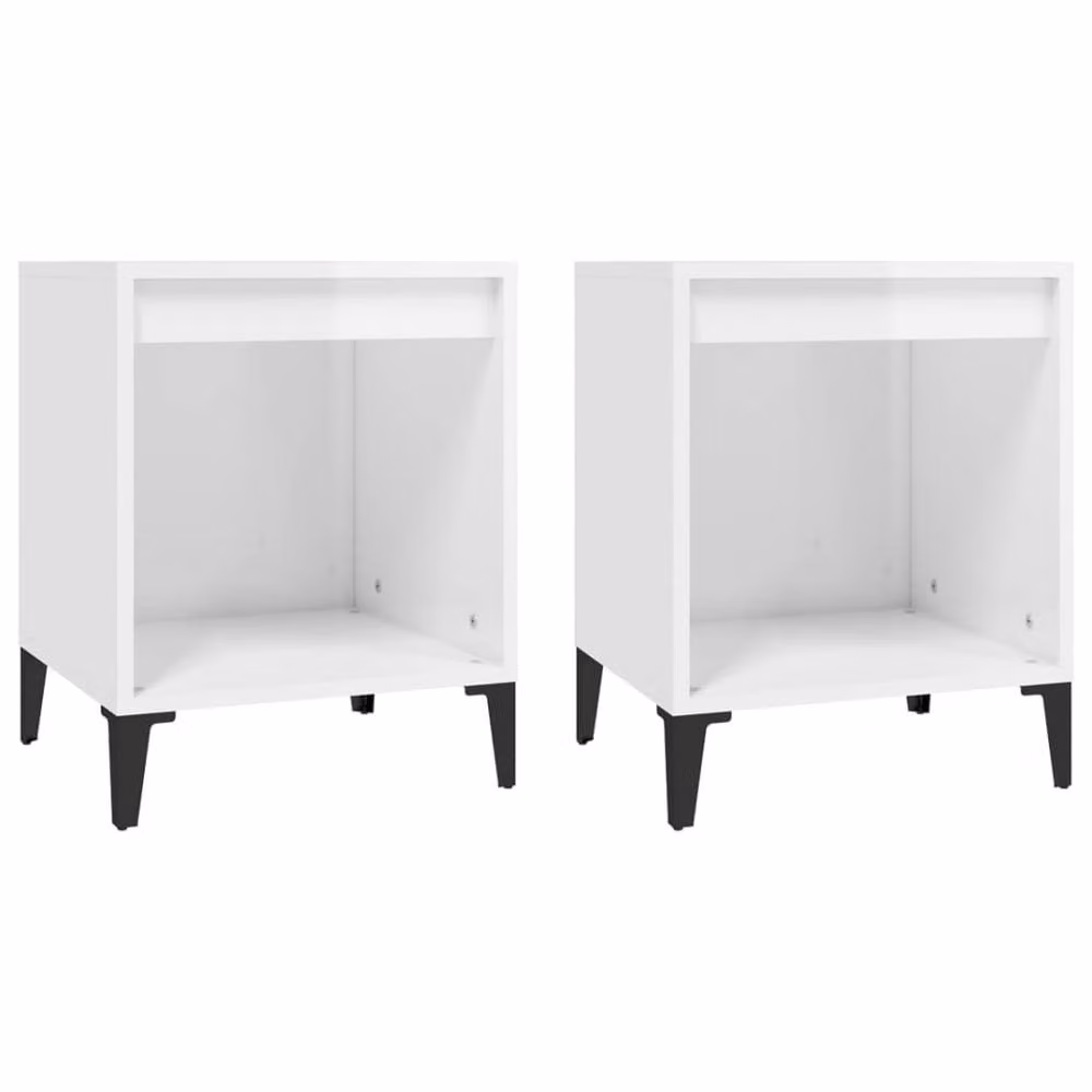 Berkfield Home Elegant Bedside Cabinets, 2 Piece Set, High Gloss White, W/D/H: 40 x 35 x 50 cm – 2