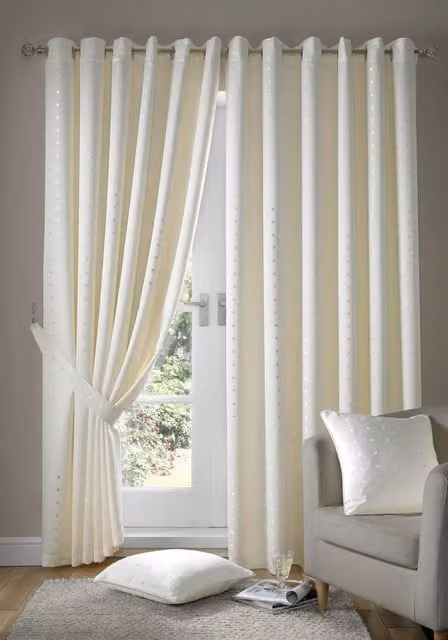 Terrys Madison Plain Opaque Eyelet Curtains in Cream/Beige/White