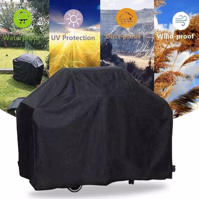 NESTLUNE Extra Large Heavy Duty Waterproof BBQ Cover in Black, W/D/H: 100 x 100 x 100 cm