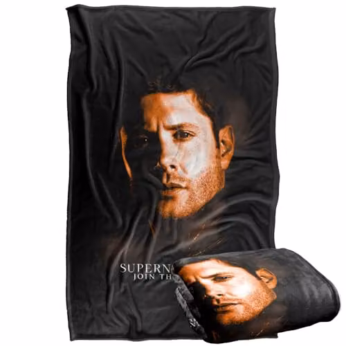 Warner Bros. Supernatural Dean Winchester Portrait Silky Touch Super Soft Fleece Throw Blanket, Multicolour, W/D/H: 91 x 147 cm – 1