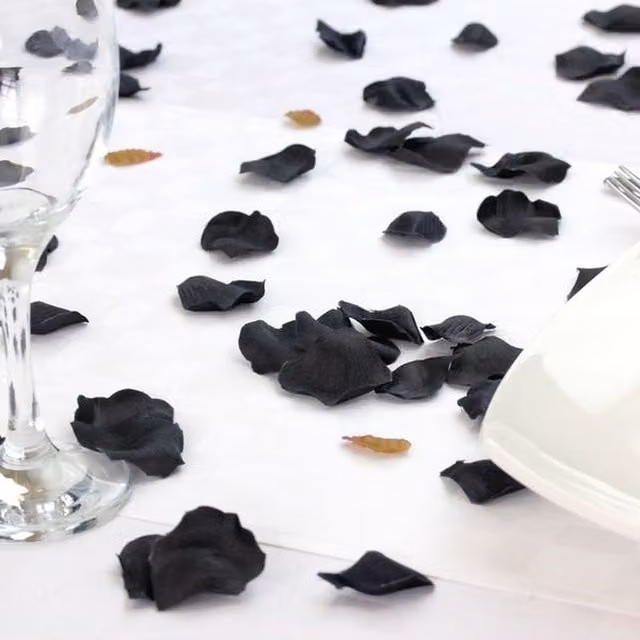 Kingsbury Gifts Black Silk Rose Petal Table Confetti for Weddings and Parties