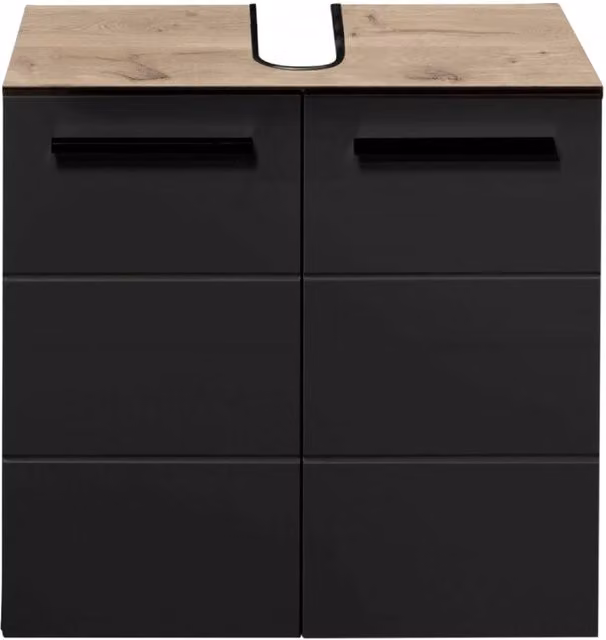 Cheshire Premium Summit Black Matt Under Sink Bathroom Cabinet with Internal Shelves and Hinged Doors – 1