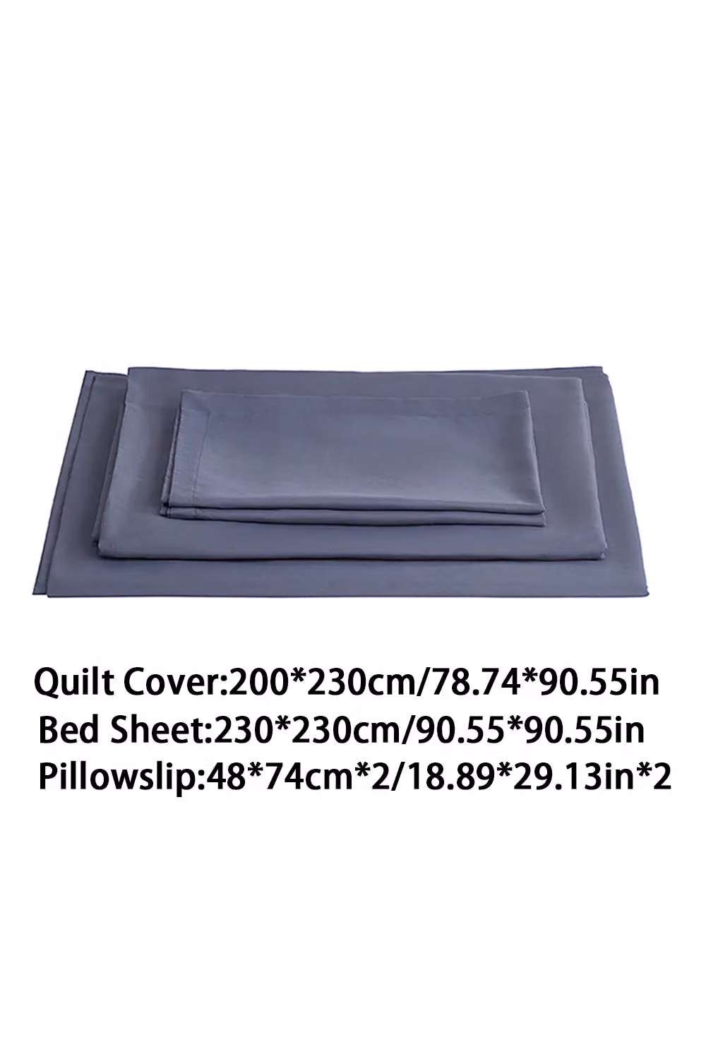 Living and Home Four-Piece Double Duvet Cover, Flat Sheet and Pillowcase Set in Grey Microfibre – 3