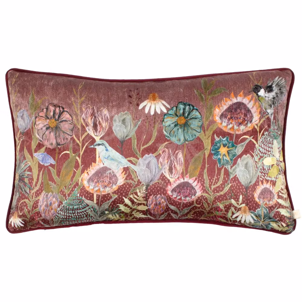 Wylder Meadow Bloom Blossom Floral Printed Chenille Cushion in Purple, W/D/H: 50 x 30 x 30 cm – 2