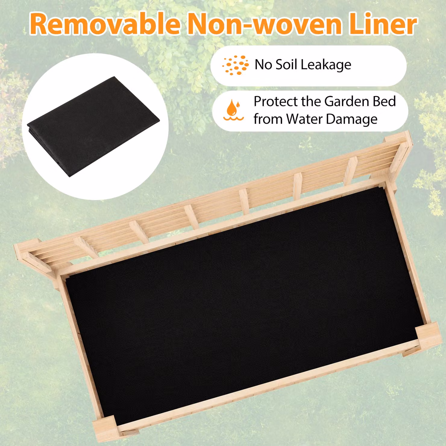 Gymax Wooden Elevated Planter Box with Trellis and Shelf in Beige – 10