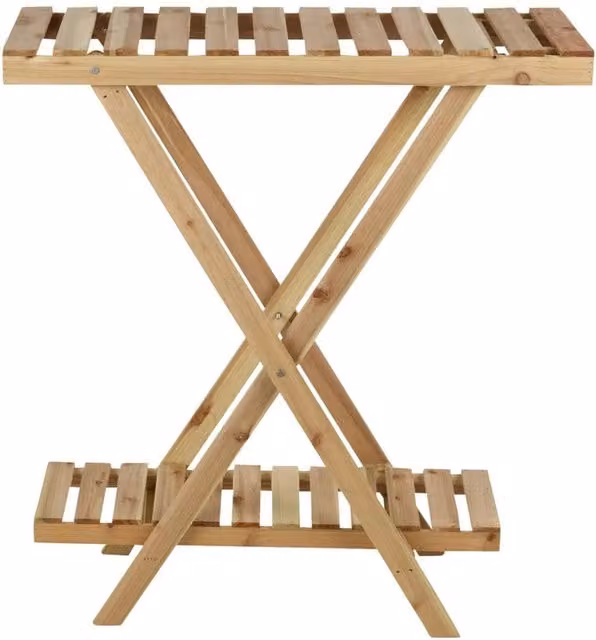 ERGOVEXA 2 Tier Brown Rustic Wood Plant Display Rack and Shelving Unit – 1