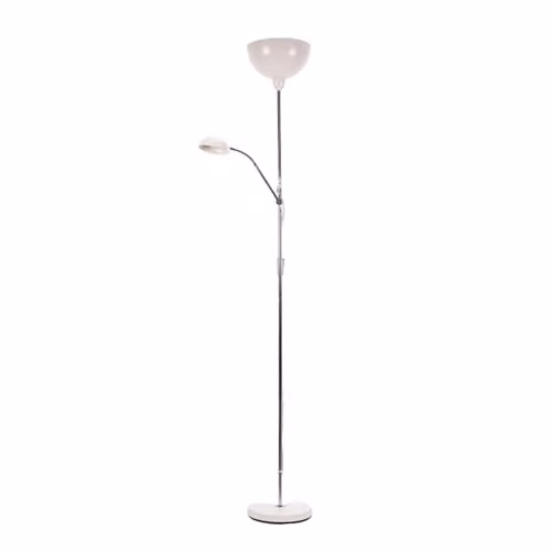 ValueLights Orion Adjustable Metal Floor Lamp in White and Chrome