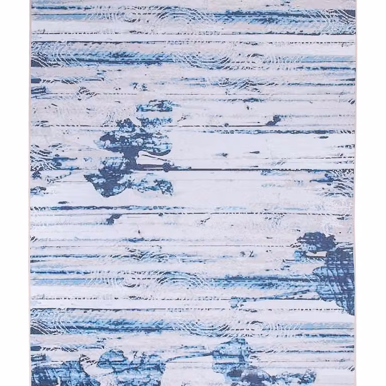 Wyld and Coco Beige and Blue Abstract Modern Rectangular Area Rug, W: 160 cm, L: 230 cm
