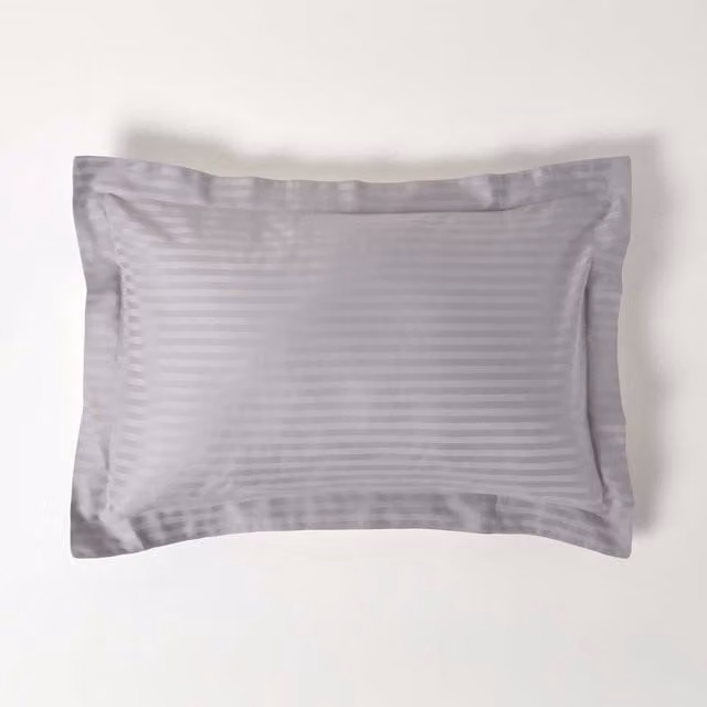Homescapes 330 Thread Count Egyptian Cotton Percale Oxford Pillowcase in Grey