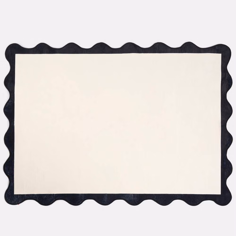 OHS Scallop Edge Non-Slip Soft Area Rug in Cream, W: 160 cm, L: 230 cm – 3