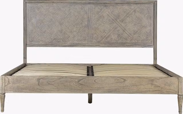 Perch & Parrow Juno King Bed Frame in Beige Solid Wood, W/D/H: 180 x 200 cm