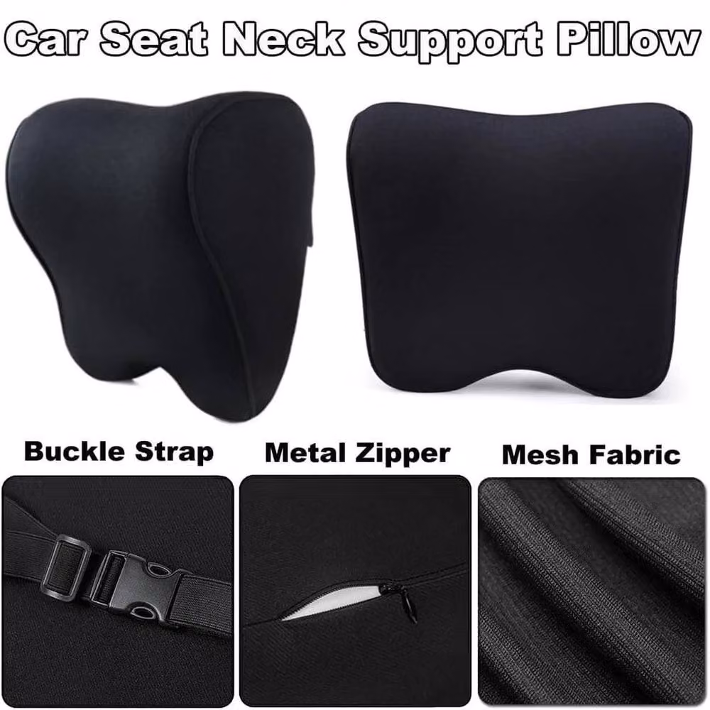 NESTLUNE Memory Foam Car Seat Headrest Pillow in Black – 5