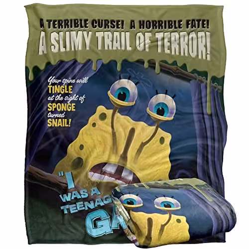 LOGOVISION Spongebob Teenage Gary Super Soft Microfibre Fleece Throw Blanket, Multicolour, W: 152 cm, D: 127 cm – 1