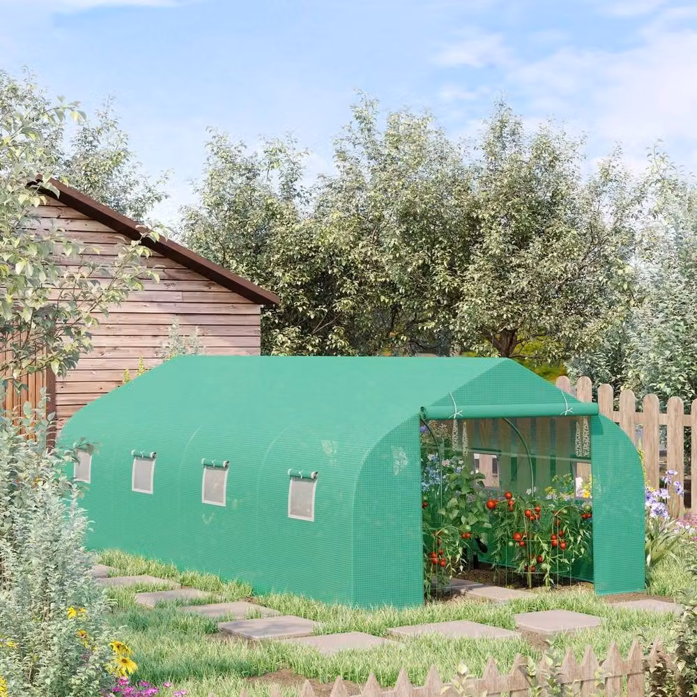 Kelvenix Large Green Walk in Polytunnel Greenhouse with Roller Window – 2