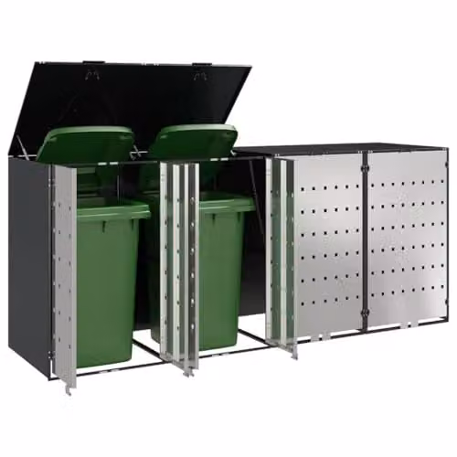 vidaXL Wheelie Bin Storage for 4 Bins in Anthracite Steel – 1
