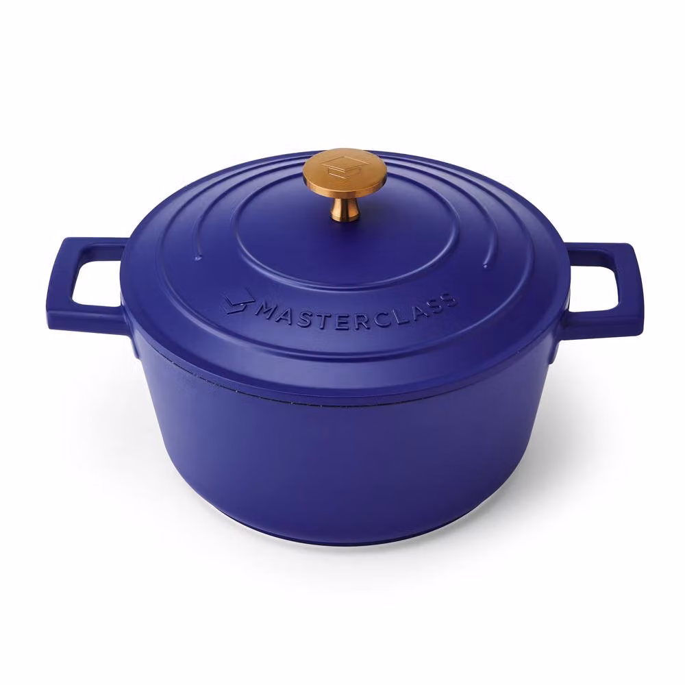 MasterClass 2-Piece Cast Aluminium Casserole Dish Set in Blue, 2.5L and 4L – 3