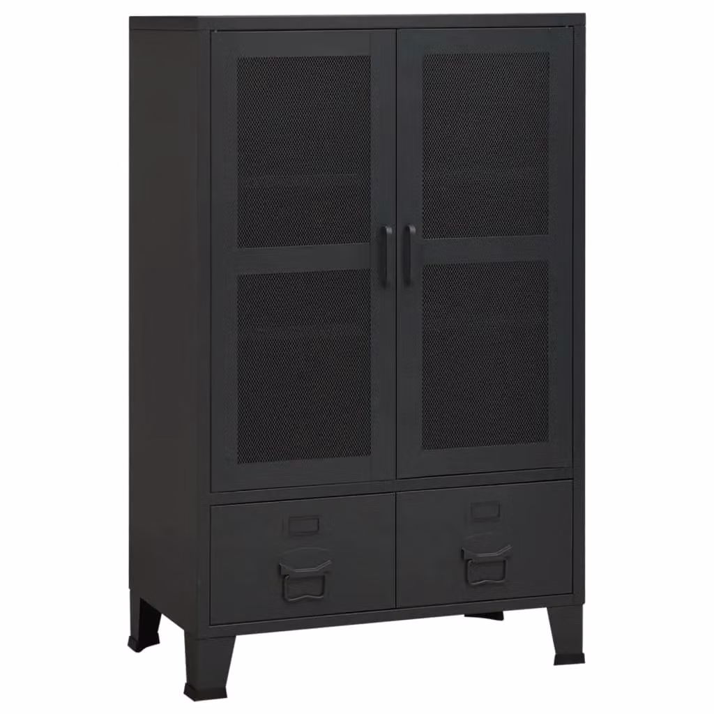 Berkfield Home Industrial Storage Chest in Black Matt Metal – 2