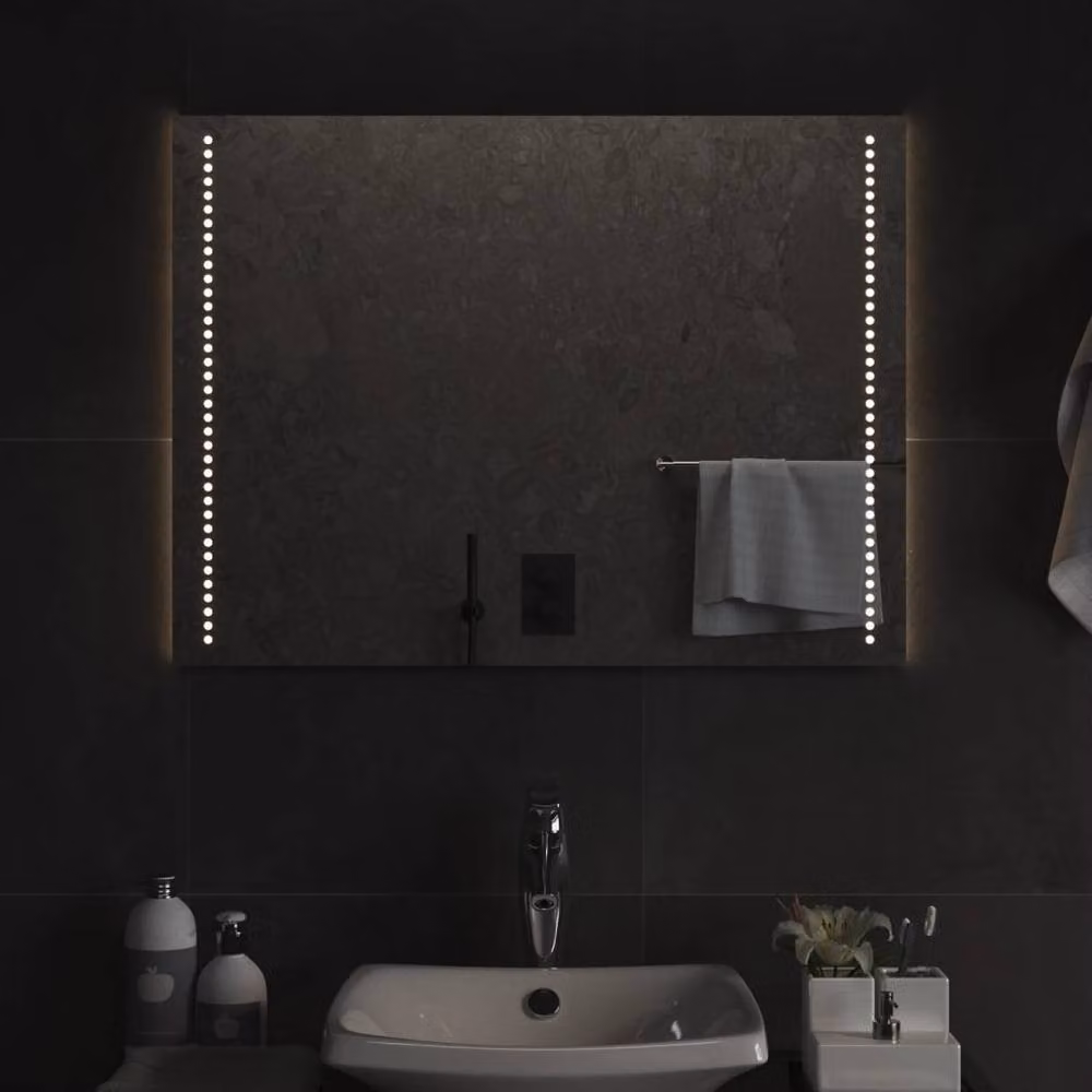 Berkfield Home LED Bathroom Mirror in Clear, W: 60 cm, H: 80 cm – 1