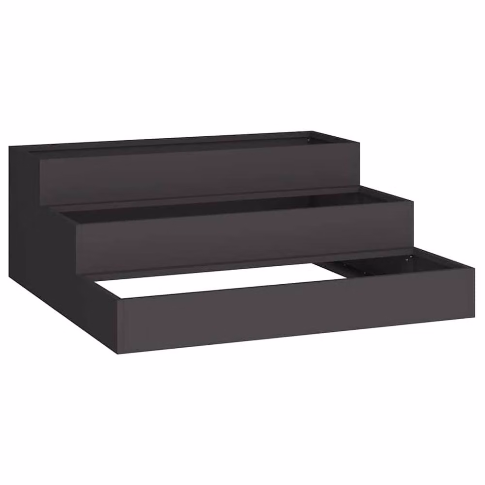 Berkfield Home 3-Tier Modern Garden Planter, Black Steel, W/D/H: 90 x 90 x 35 cm – 3