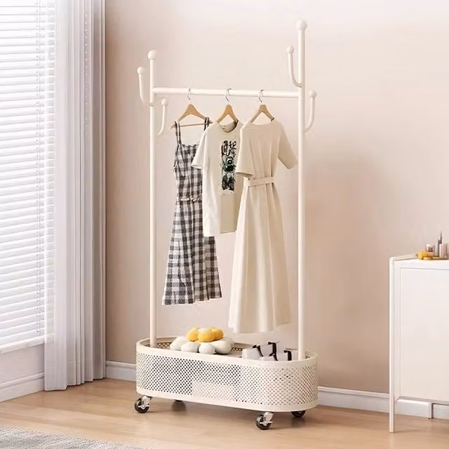 FORGEVIO Open Wardrobe Clothes Rail Rack in Matt White Metal – 1