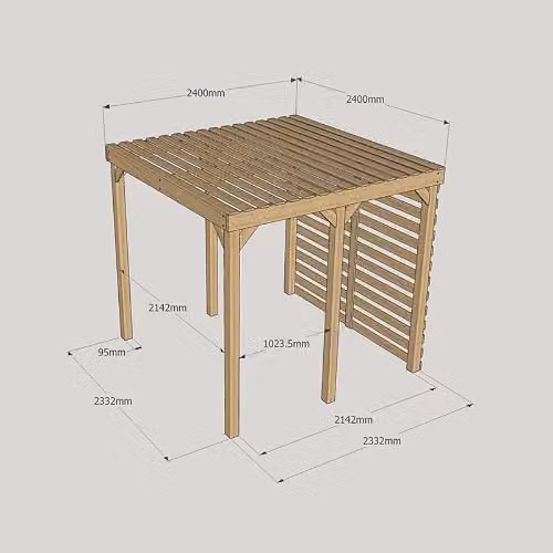 Buttercup Farm Shade Pergola in Wood, Light Green, W: 240 cm, D: 240 cm, H: 270 cm – 6