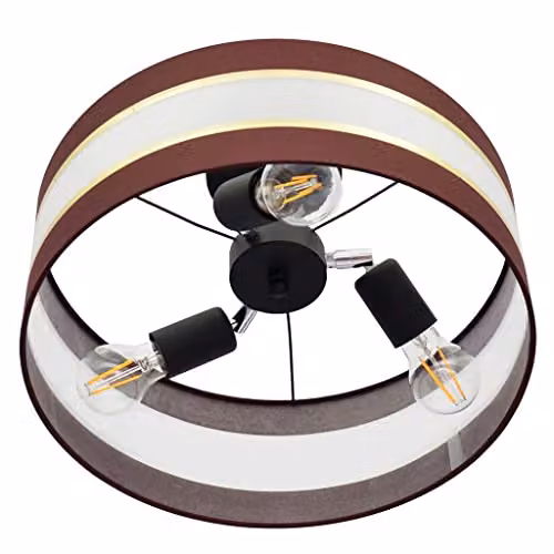 Netlighting Helam Helen Cylindrical Fabric Ceiling Light in Brown, Gold and Black, Diameter: 40 cm – 2