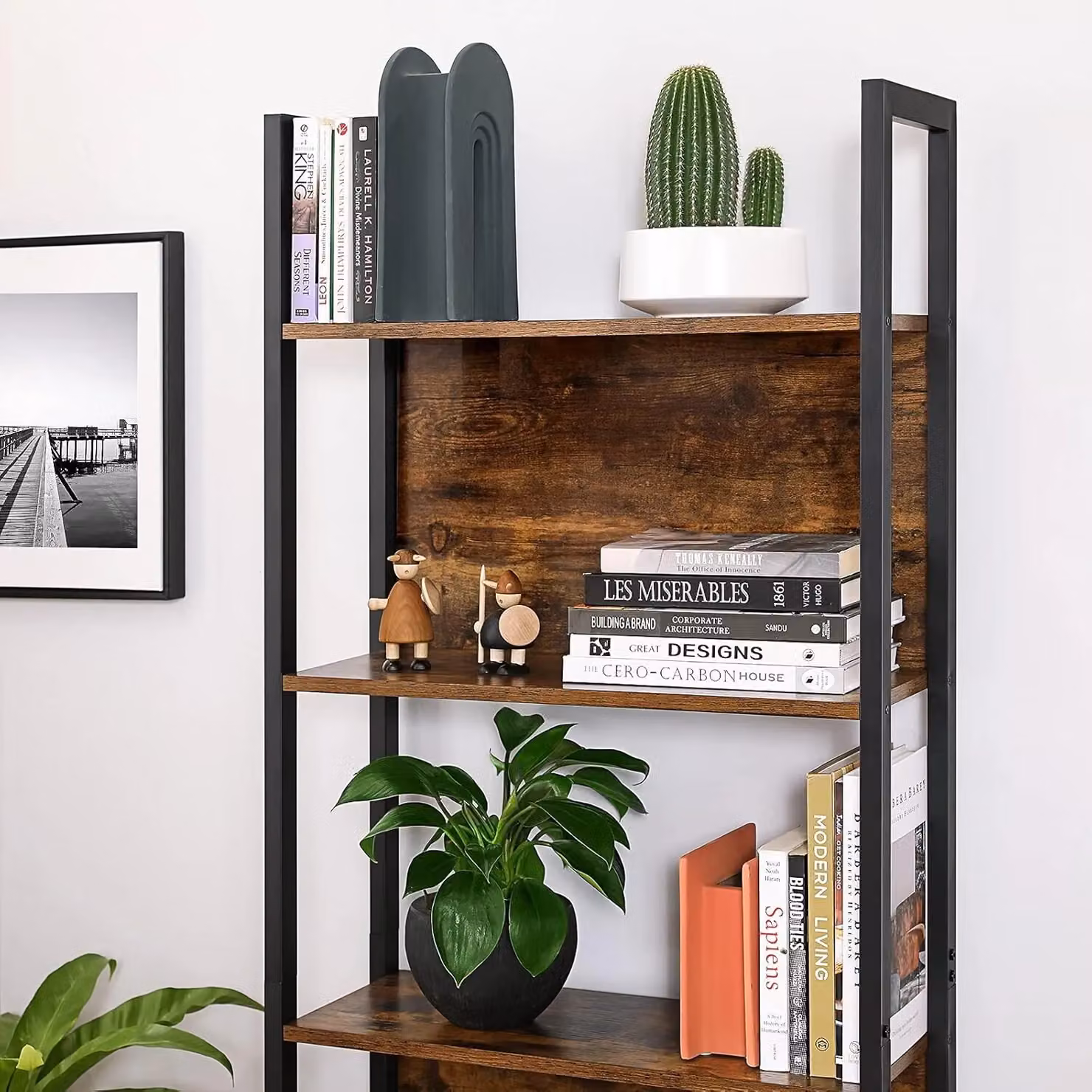 VASAGLE 5-Tier Industrial Storage Shelf with Steel Frame in Brown and Black – 6