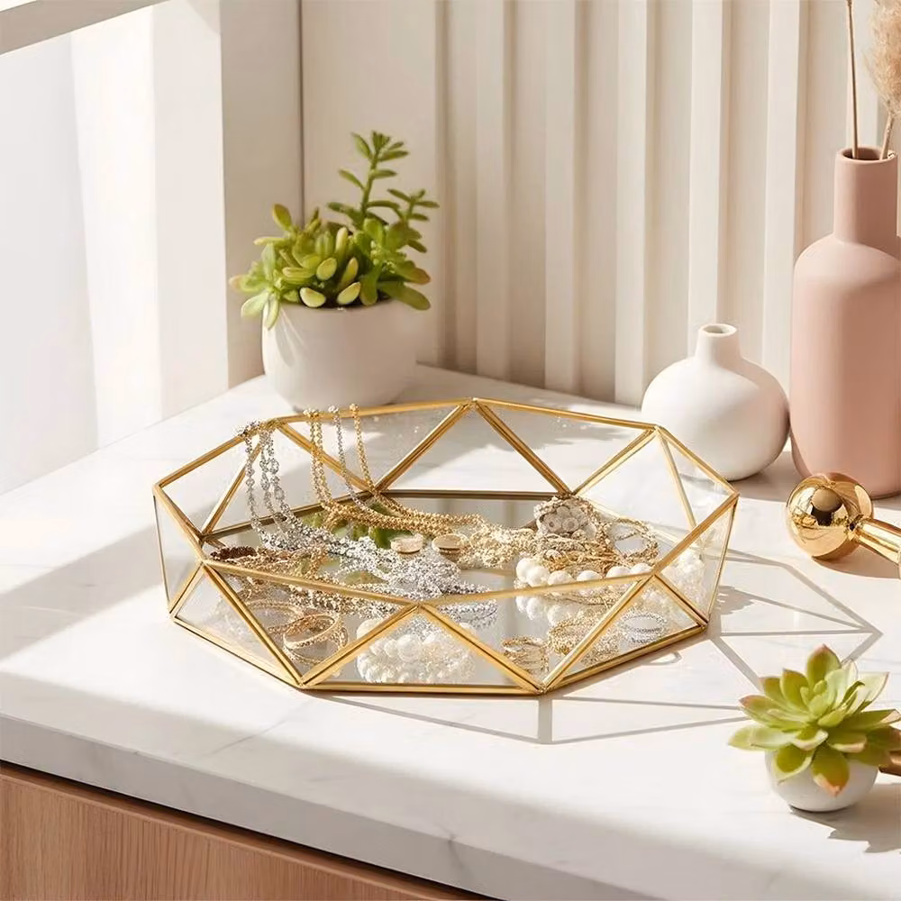 PAWNORA Gold Makeup Storage Rack and Skincare Perfume Organiser Stand, W/D/H: 24.5 x 24.5 x 4.4 cm – 2