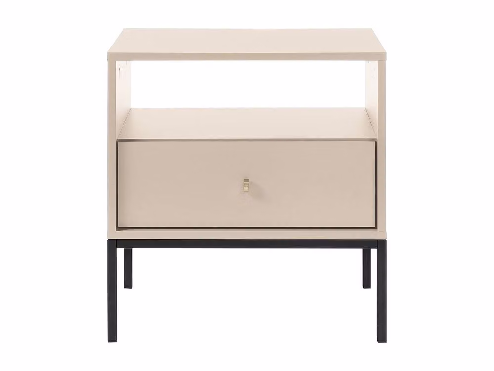 Vente-unique Bogdan Bedside Table with 1 Drawer and 1 Compartment, Beige and Gold, W/D/H: 39 x 54 x 56 cm – 2