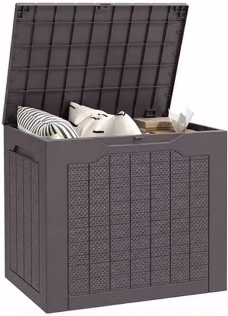 NESTLUNE 97L Plastic Garden Storage Box in Grey, W: 100 cm, D: 15 cm – 1