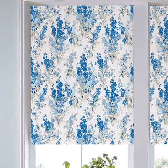 Laura Ashley Blue Sky Floral Blackout Made to Measure Roller Blind in Blue
