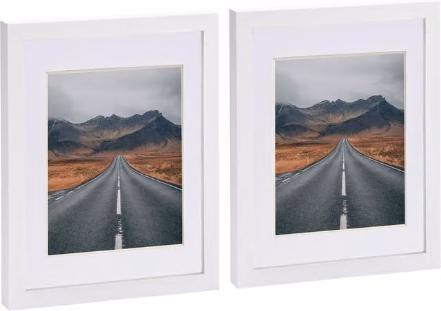 Nicola Spring Pack of 2 White Rectangular Photo Frames with 5x7 inch Mount, 8x10 inch