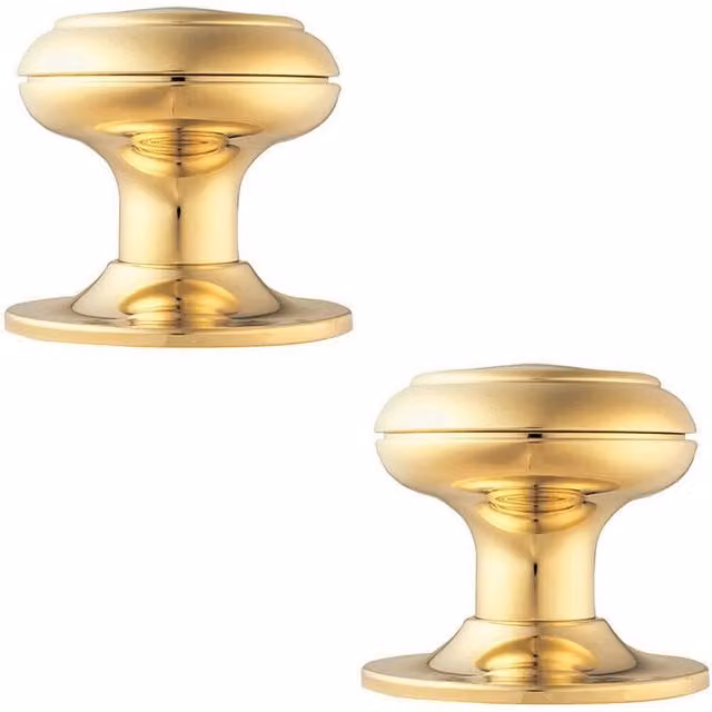 Loops 2x 76mm Large Centre Door Knobs in Brass and Stainless Steel for External Doors