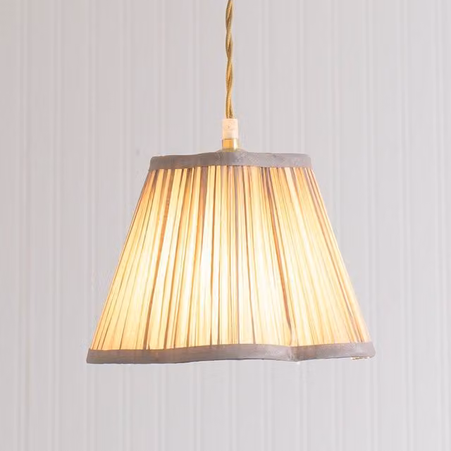 ValueLights Loralei Grey Pleated Faux Silk Easy Fit Lamp Shade with LED Bulb, Shade Width: 35.5 cm