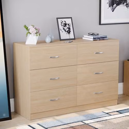 Vida Designs 6 Drawer Wide Chest of Drawers in Pine, W/D/H: 110 x 40 x 80 cm – 1