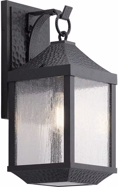 Netlighting Springfield Outdoor Medium Wall Lantern in Distressed Black with Transparent Glass and E27 Socket, IP44 Rated