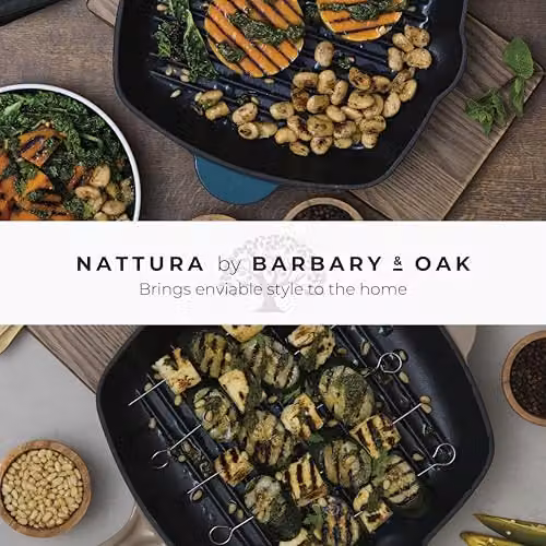 Barbary & Oak Nattura Cast Iron Grill Pan with Enamel Interior, Cashmere, 28 cm – 5