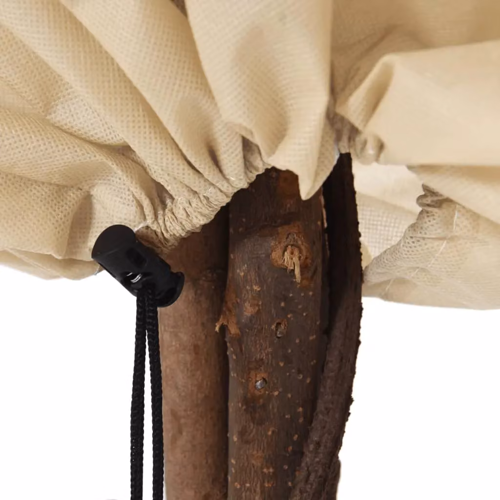 Berkfield Home Plant Fleece Covers with Drawstring, 4 Pack, Beige, W x D: 0.8 x 0.8 m – 2