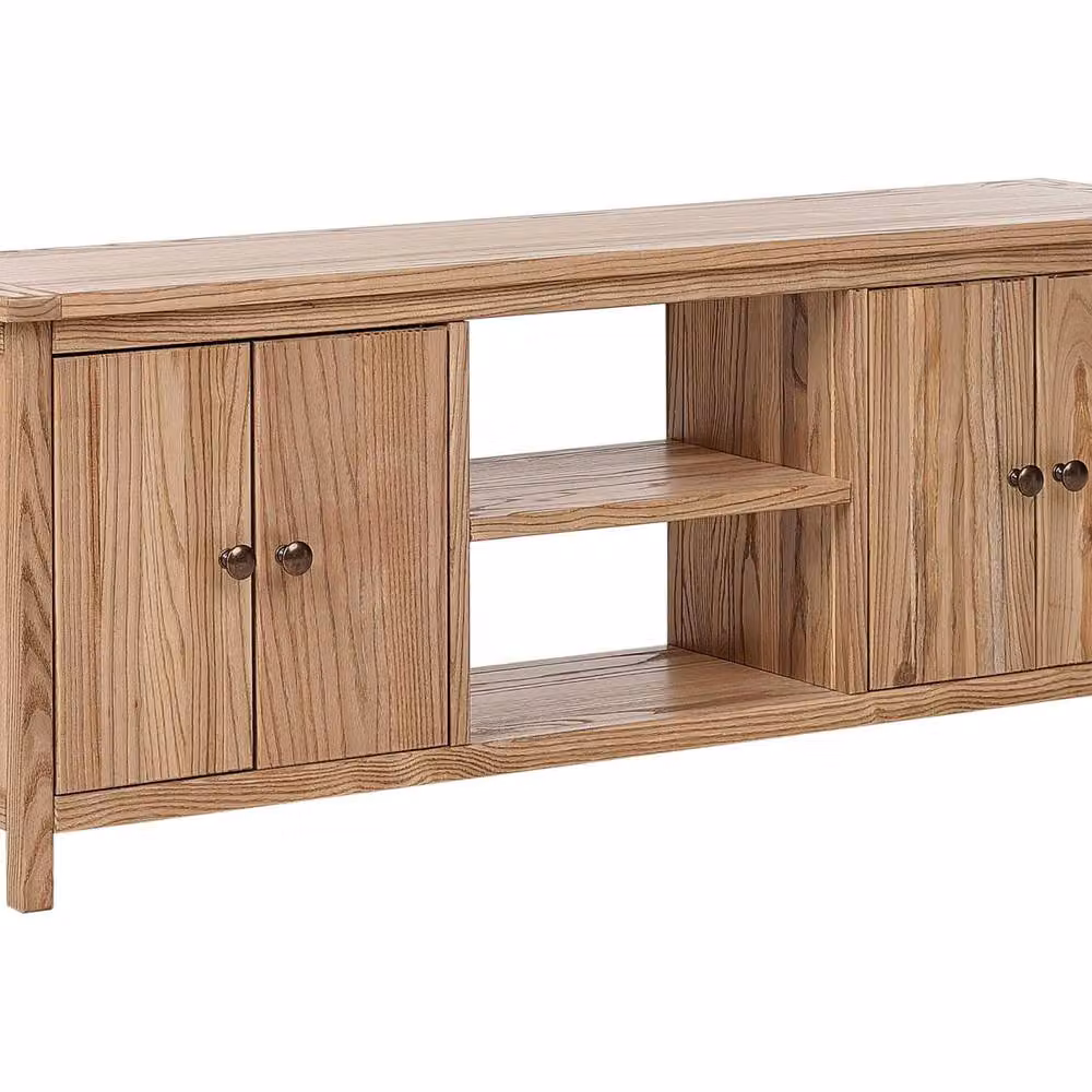 Wyld and Coco Sassafras Rustic TV Stand in Natural Light Brown – 2