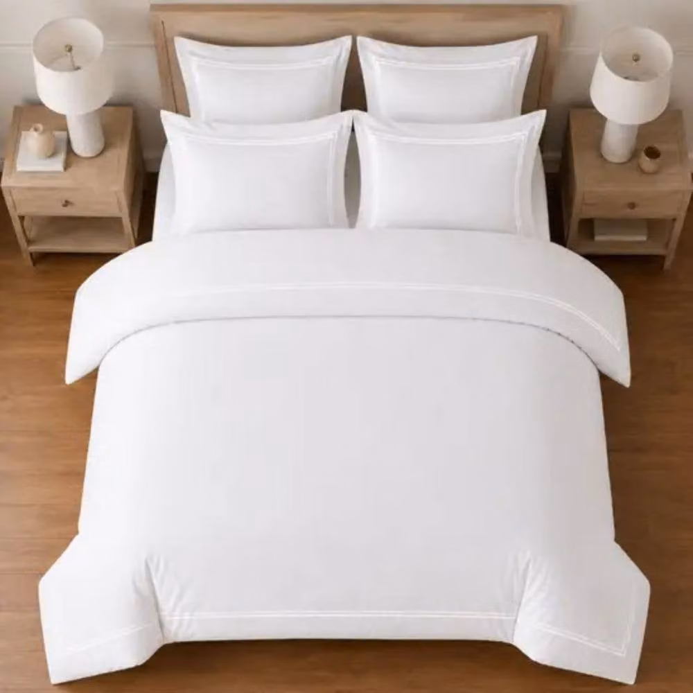 Grace 800 TC Reversible 100% Egyptian Cotton Duvet Cover and Pillowcase Set in White, Size: Double (140 x 200 cm) – 3