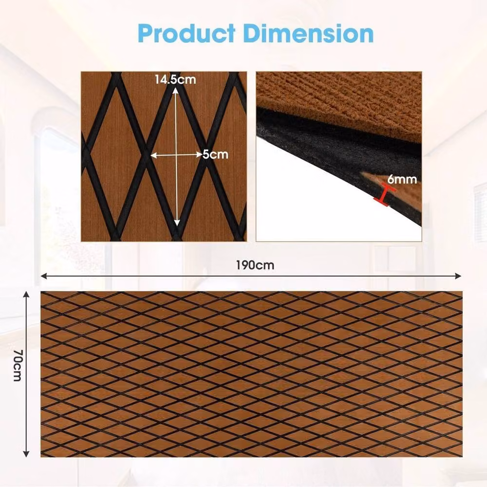 Kelvenix Brown Geometric EVA Foam Anti-Slip Boat Decking Sheet, W: 52 cm, L: 1000 cm – 2