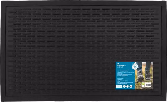 JVL Olympus Capsule Design Rubber Scraper Doormat, Black, W: 45 cm, D: 75 cm