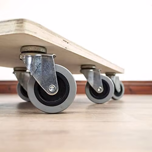 TekBox 6 Wheel Wood Transport Roller Dolly in Brown, W: 68 cm, D: 29 cm, H: 12 cm – 5