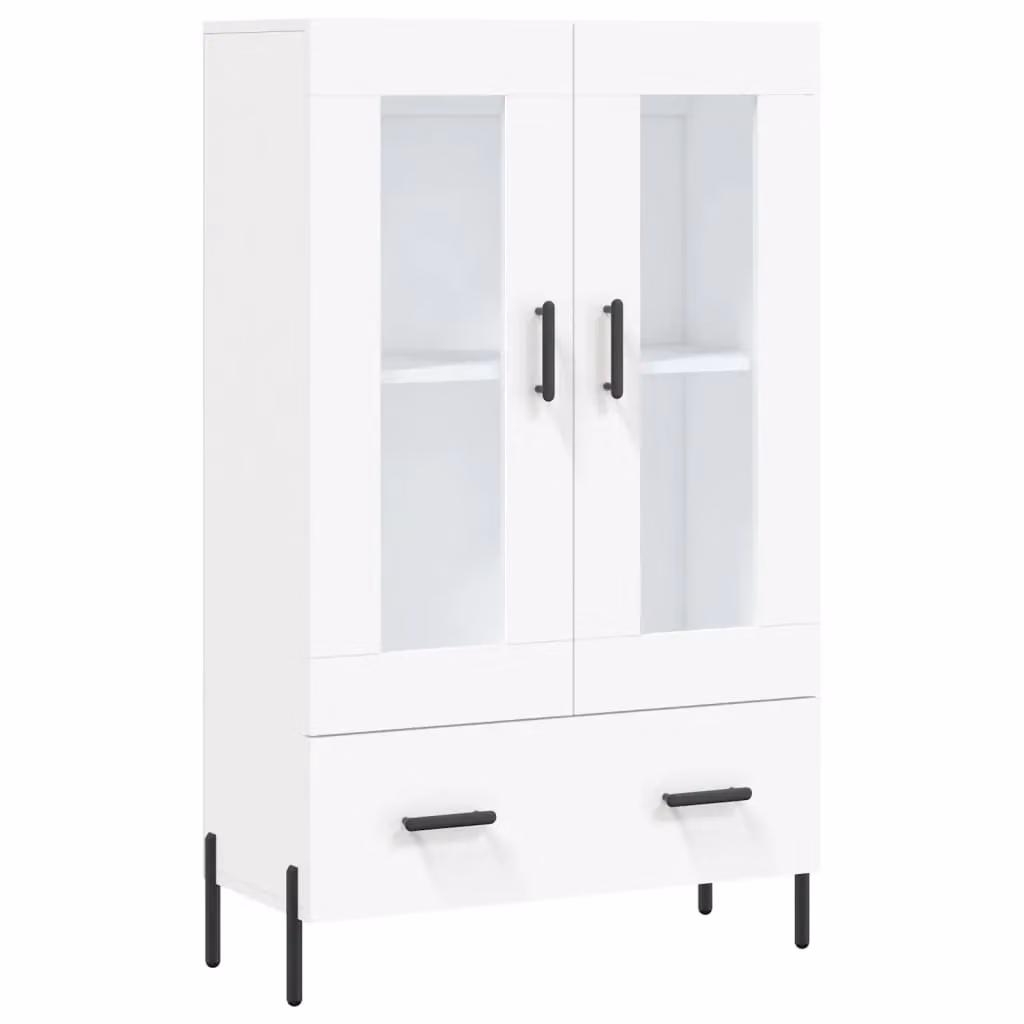 Berkfield Home Modern White Highboard with Glass Doors, W/D/H: 69.5 x 31 x 115 cm – 2