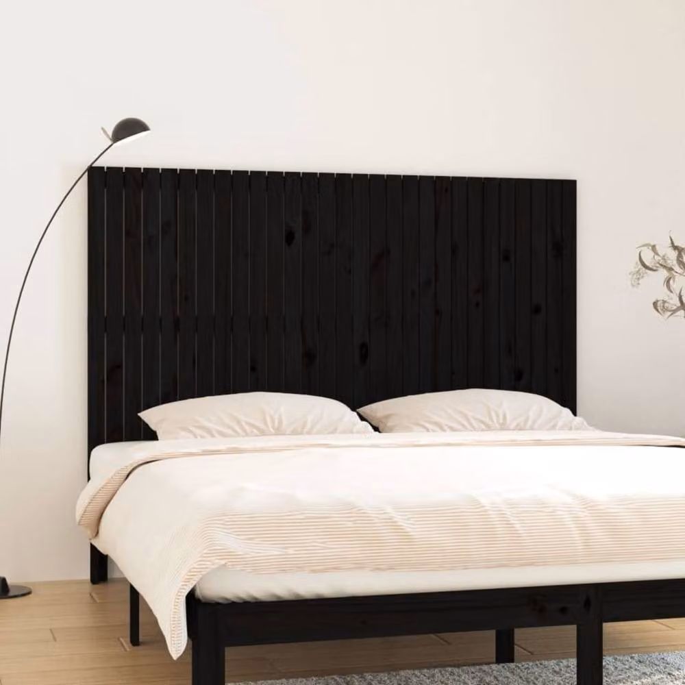 Berkfield Home Black Rustic Solid Pine Wall Mount Headboard, W: 185 cm, D: 3 cm, H: 110 cm – 2