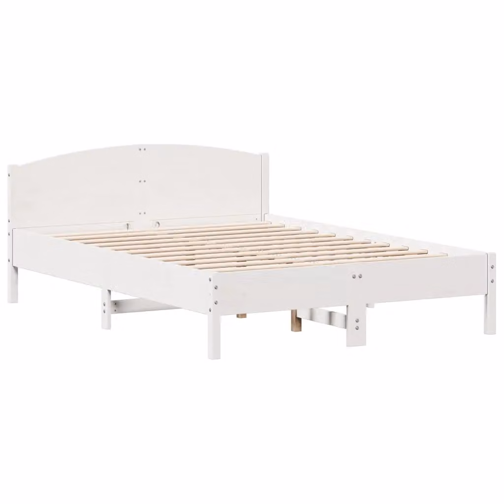 Berkfield Home White Solid Wood Pine Bed Frame W/D/H: 140 x 200 cm – 2