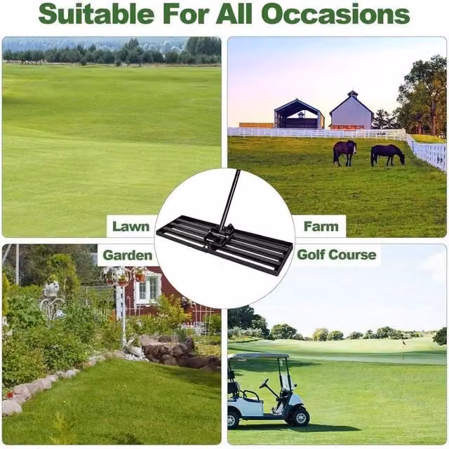 Kelvenix Heavy Duty Lawn Leveling Rake in Black