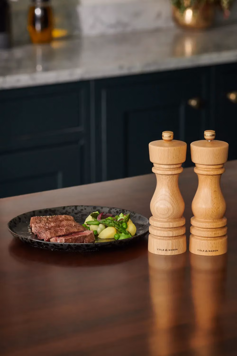 Cole & Mason London Beech Wood Salt and Pepper Mill Set, Beige, H: 18 cm – 2