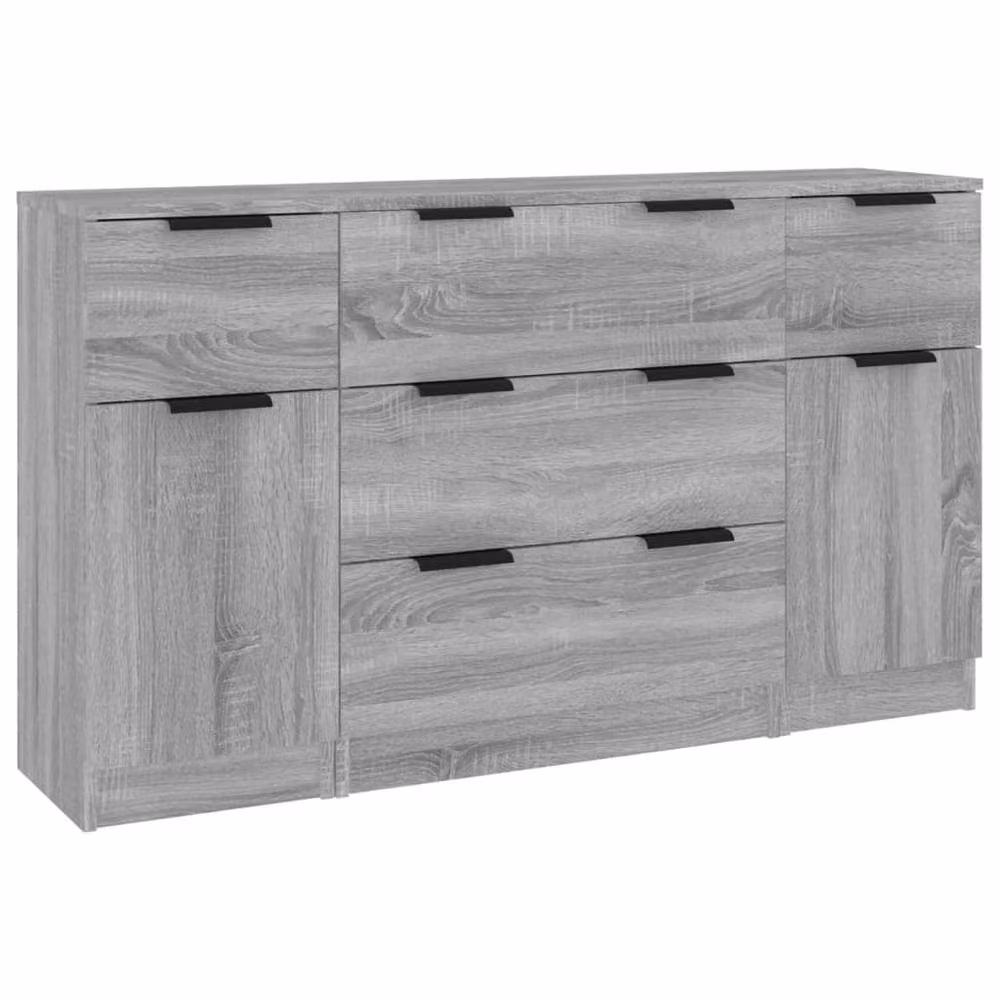 Berkfield Home Modern 3 Piece Sideboard Set in Grey Sonoma, MDF – 2